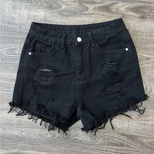 Shein Black Hi-Rise Cut-Off Shorts - Size S